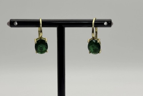 Macy's Green Quartz 18K Gold over Sterling Silver Earrings-