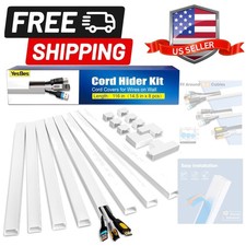 116in Cord Hider Kit, Cord Covers for Wires on Wall, Paintable Cable Raceway,...