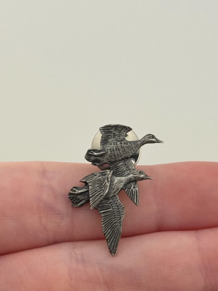 Vintage Sid Bell Sterling Silver Duck Tie Tack Lapel Pin - Image 2 of 4