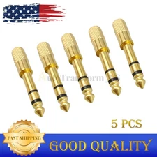 5PCS 6.35mm 1/4" Male to 3.5mm 1/8" Female TRS Stereo Audio Headphone Adapter US