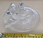 Vintage Frosted Glass Dog and Pups Paperweight Ornament Figurine Sculpture 14cm