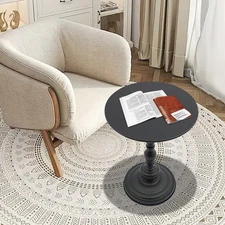 Modern Round End Side Table Iron Coffe Table Black for Living Room Bedroom NEW