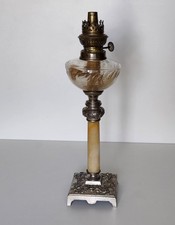 Lampe à pétrole ancienne en onyx et métal – XIXe
