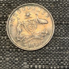 1921 Australia 3 Pence Silver (0.925) Coin, XF Very Fine