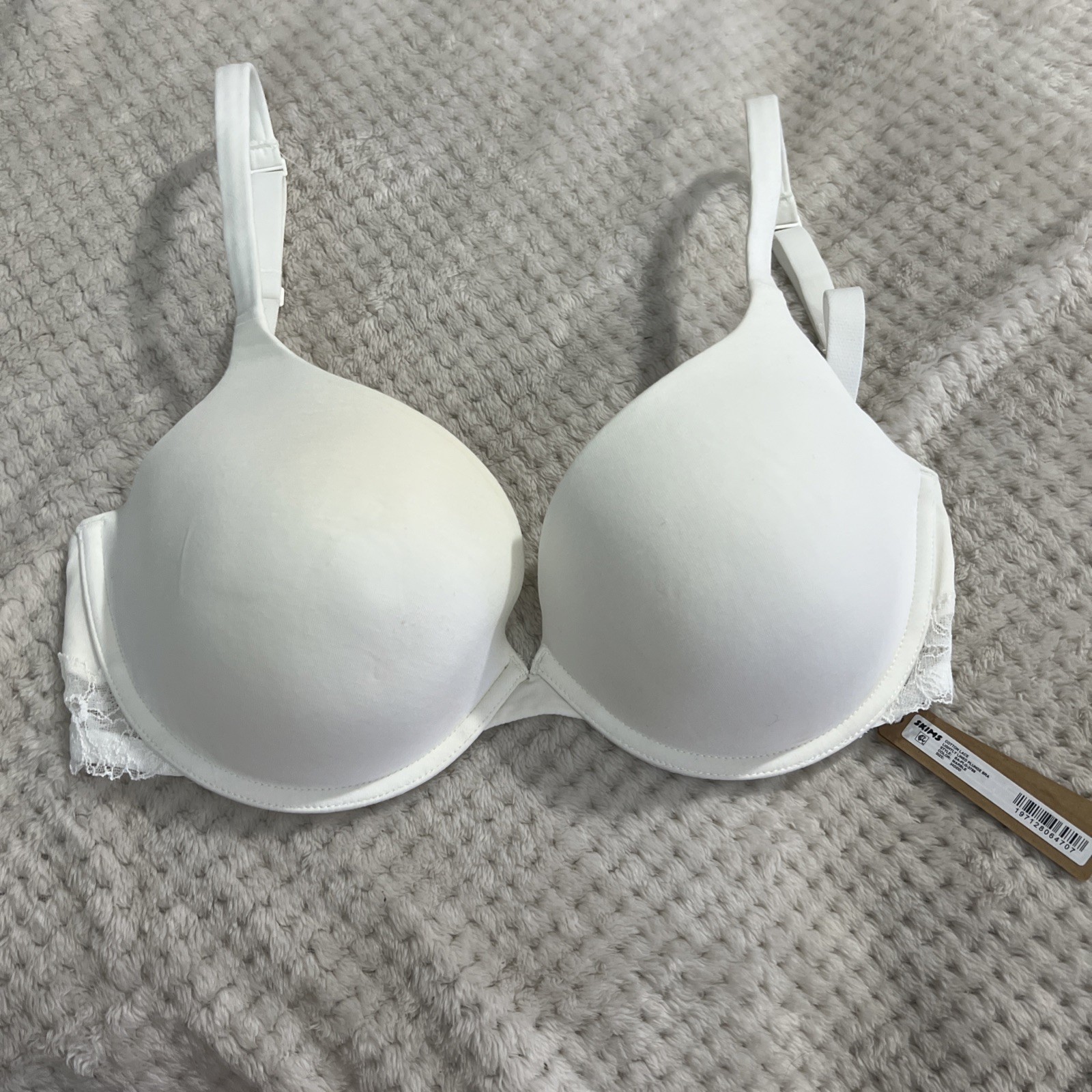 Skims Cotton Lace Lightly Lined Plunge Bra Size 34ddd Marble