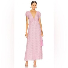 LoveShackFancy Lillian Dress Rose Patch  Floral Puff Sleeve Size 6