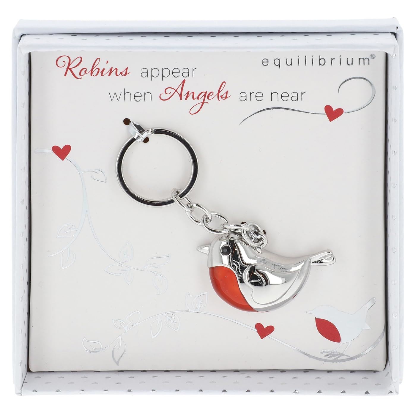 equilibrium Robins Appear Silver Plated Keyring Gift Boxed