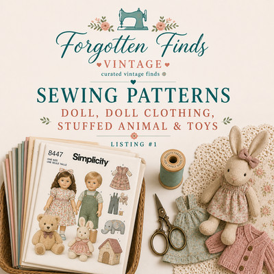 Buyers Choice of Sewing Patterns: Stuffed Animal, Doll, Toy, $.99 cent shipping