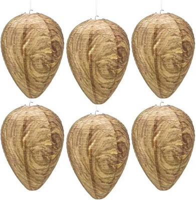 6 Pack Effective Waterproof Wasp Nest Outdoor, Hanging Fake Hornets Nest,Backyar