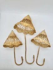 Vintage Wicker Hanging Umbrella Set Baskets, Flower Baskets, Wall Hanging 