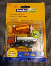 Bruder Toys 1:128 Mini Mercedes-Benz Actros Dump Truck / Cement Mixer Keychain