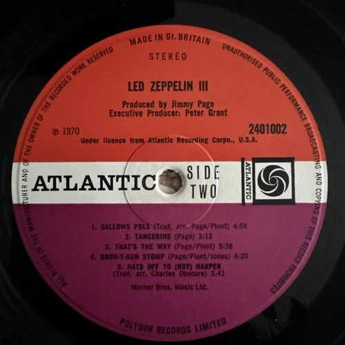 Led Zeppelin Led Zeppelin III 1970 UK 1st issue , peter grant label, plays great