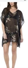 O'NEILL Black Floral Sheer Swim Cover Up L Poolside Beachwear, Resort Wear, Surf
