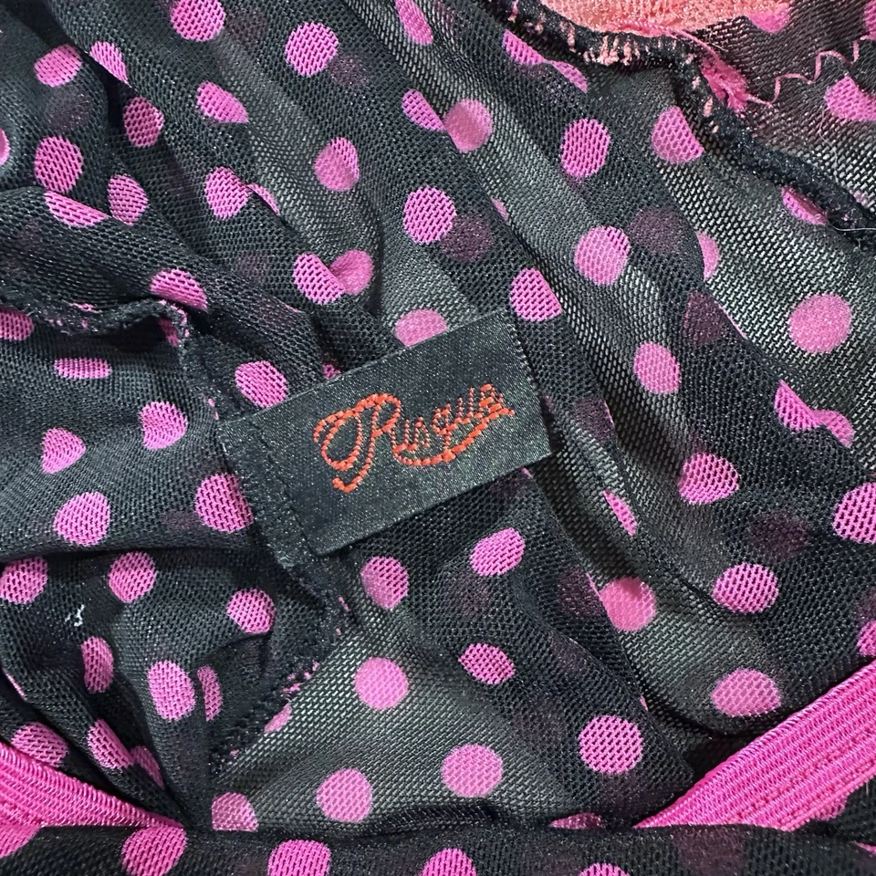 Vestido Risque Halter Mujer 0/S Encaje Negro Rosa Lunares Babydoll Coqueta Foto 2 de 4