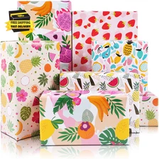 Fruit Wrapping Paper Sheet, 6 Sheets Gift Wrapping Paper with Pineapple Banana W