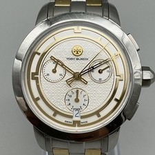 Tory Burch Womens Watch 37mm Stainless Chronograph TB1029 New Battery 6.5"