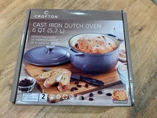 🔥 NEW Crofton Enameled Cast Iron 6 QT  Dutch Oven  With Lid.