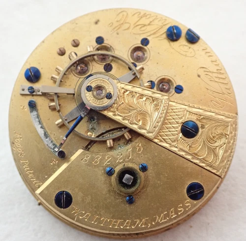 ANTIQUE 18s WALTHAM MODEL 1857 KEY WIND POCKET WATCH MOVEMENT