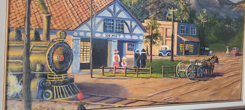 Jerry Todd Original Oil On Canvas NOT Thomas Kinkade "Hemet Train Station" 24x36 - Image 4 of 4