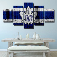 Toronto Maple Leafs NHL Hockey Dirty Stripes Logo 5 Piece Panel Canvas Wall Art