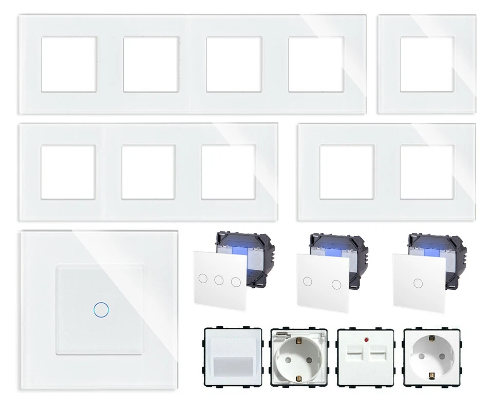 Touch Lichtschalter Steckdosen Wechselschalter Dimmer WiFi Glas Luxus-Time - Bild 3 von 4