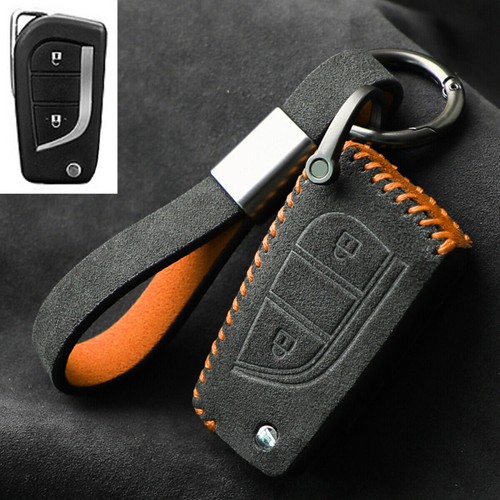 Full Suede Covered Key Fob Remote Protector Holder Cover Case For Toyota A - Picture 4 of 9