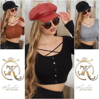 Koucla Pullover Crop Sweater Women Knöpfen Milax-Fashion