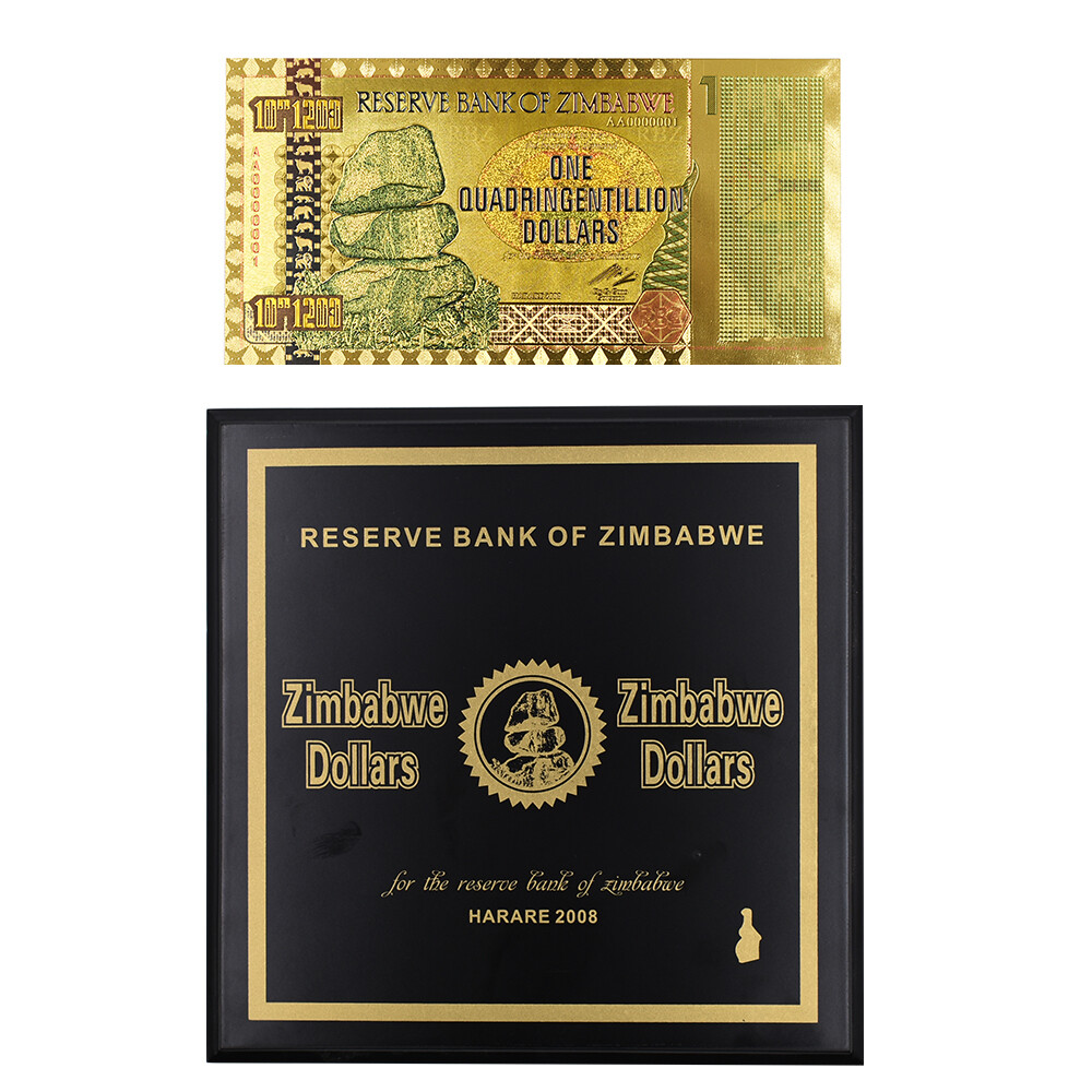 One Quadringentillion Dollar Gold Banknote Zimbabwe Note 100pcs with