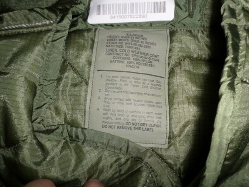 FIELD JACKET LINER QUILTED COAT LINER 