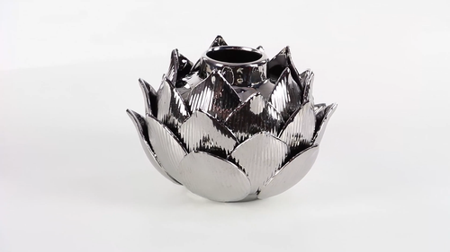 Vaso per gemme oversize in ceramica giglio d'acqua argento - Video 1 di 1