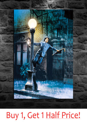 SINGING IN THE RAIN Classic Movie Canvas : GENE KELLY WALL ART PRINT 