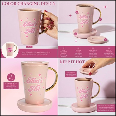Electric Gravity Warmer Set Ceramic Coffee  Heat  Color Changing , Auto-Shut Off