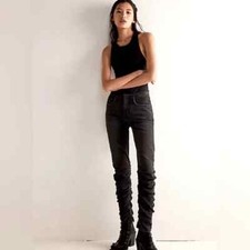 We The Free Daliah Stacked Straight-Leg Jeans Black Wash NWT Size 26