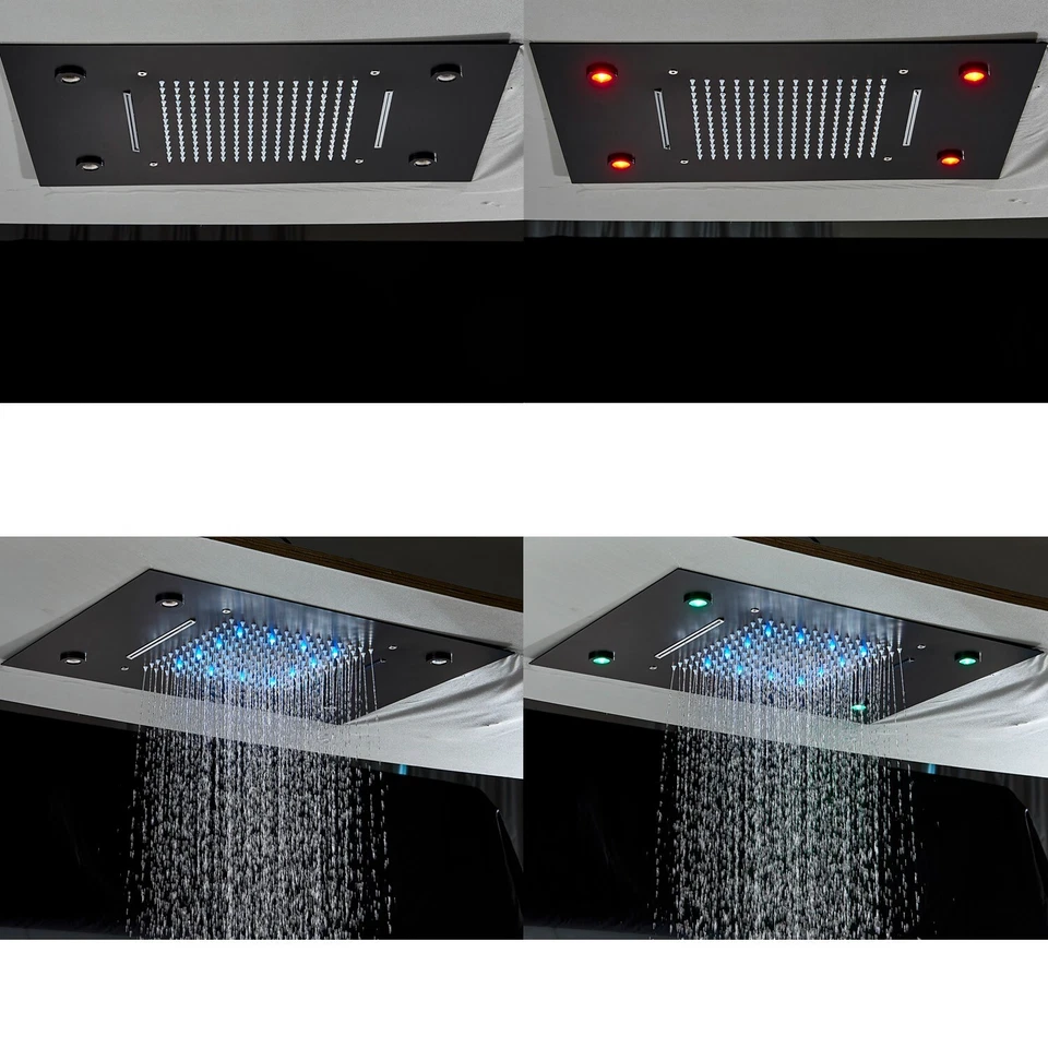 Luxus Duschkopf Wasserfall Regendusche Unterputz LED Edelstahl Duschkopf 49x35cm - Bild 3 von 4