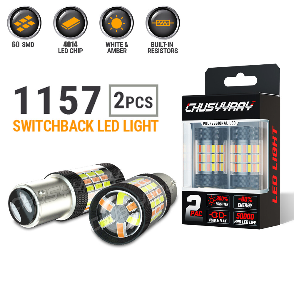 2x 2357 Switchback LED Turn Signal Bulbs - White/Amber For Chevy C1500/K1500 (1990-2002)