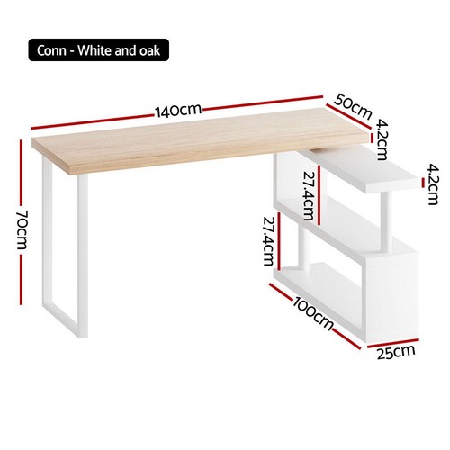 Artiss Corner Computer Desk Office Study Desks Table Drawers Shelves White Black - Picture 10 of 106
