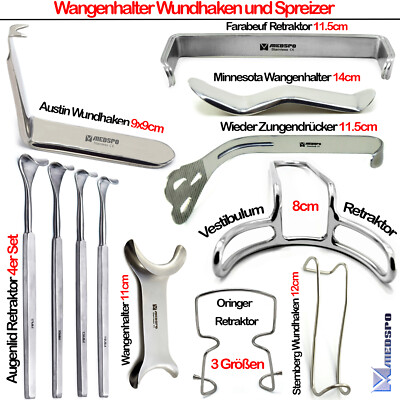 Wangenhalter Wundhaken Mundöffner Zungendrücker Wundspreizer Augenlid Retraktor