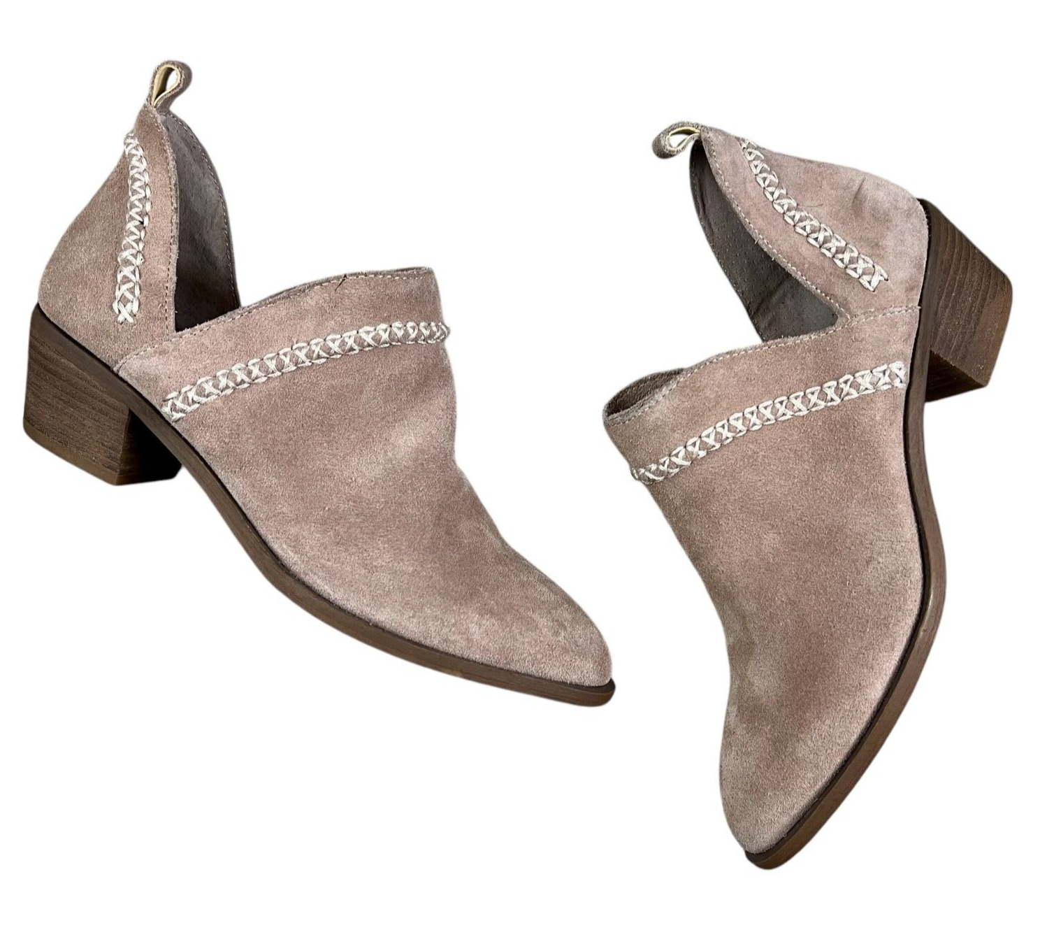 SAOLA Stivaletti western scamosciati Sole Society Nikkie taglia 8 rosa polvere cowgirl boho