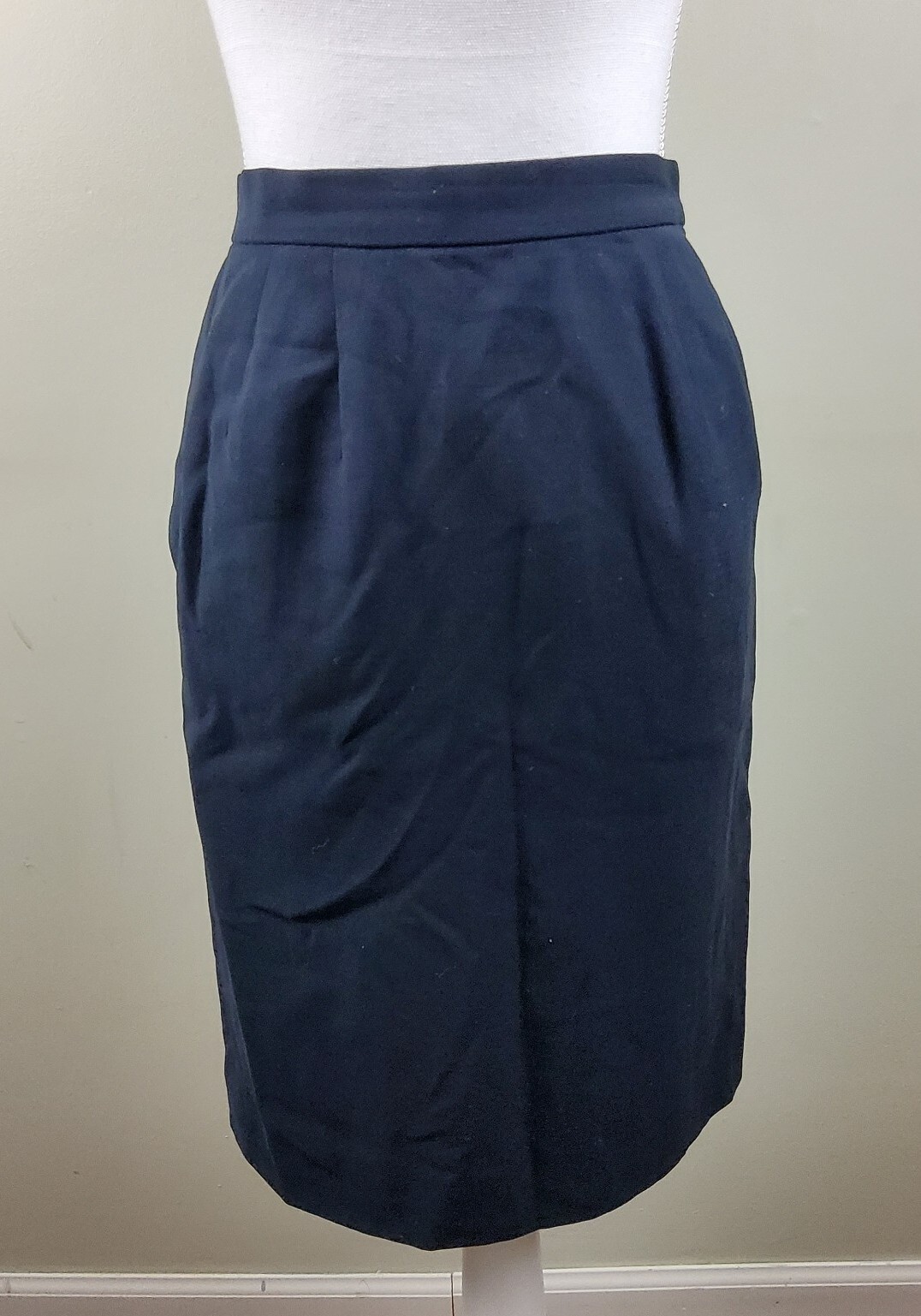 YSL Yves Saint Laurent Pencil Straight Skirt Blue Size S 24" Waist
