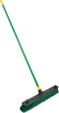 Quickie Bulldozer Multi-Surface Push Broom 24 Inch, Green, Indoor and Outdoor Cl