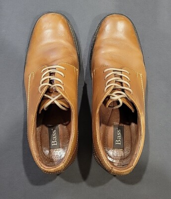 Bass Mens Dress Shoes Brown Leather Lace Up Size M