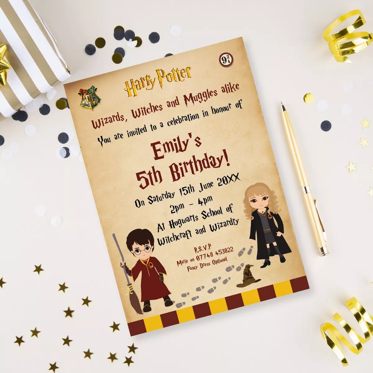 Harry Potter 10 Personalised Birthday Party Invitations