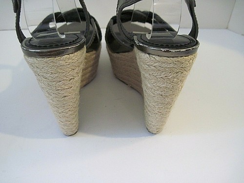 VERA WANG 'Tamarind' Raffia Platform Wedge Rope & Patent Sandal Size 6 M $225 - Picture 4 of 5