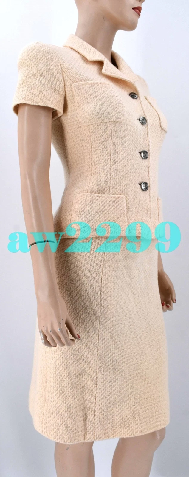 GIACCA CHANEL 97C VINTAGE MOST WANTED TUTA 2 PEZZI AVORIO FR 34 36 38 RARA