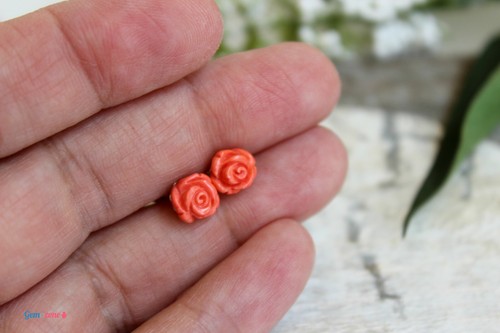 Pendientes de tachuelas de flor rosa piedra preciosa a elegir plata esterlina joyería para dama de honor - Imagen 21 de 23