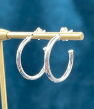 925 Sterling Silver 19mm x 2mm Hoop Earrings