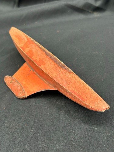 antique red paint childs pond wooden boat folk art old paint great look - Afbeelding 1 van 6