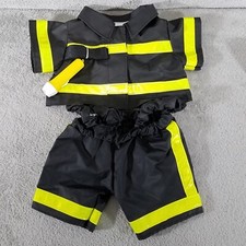 Build a Bear Workshop BABW Firefighter Jacket Pants Black Yellow Flashlight