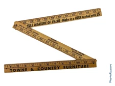 Tri-Fold Wooden Ruler Advertising Town And Country Furniture 36" Yardstick Vtg