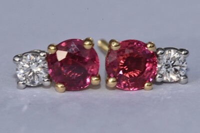 Rubin & Diamant Ohrringe 18 Karat Gelbgold